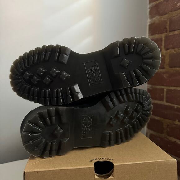 New Dr. Martens 1461 Leather Heart Platform Shoes Black Toecap Stitch Sz 8 - Picture 7 of 10